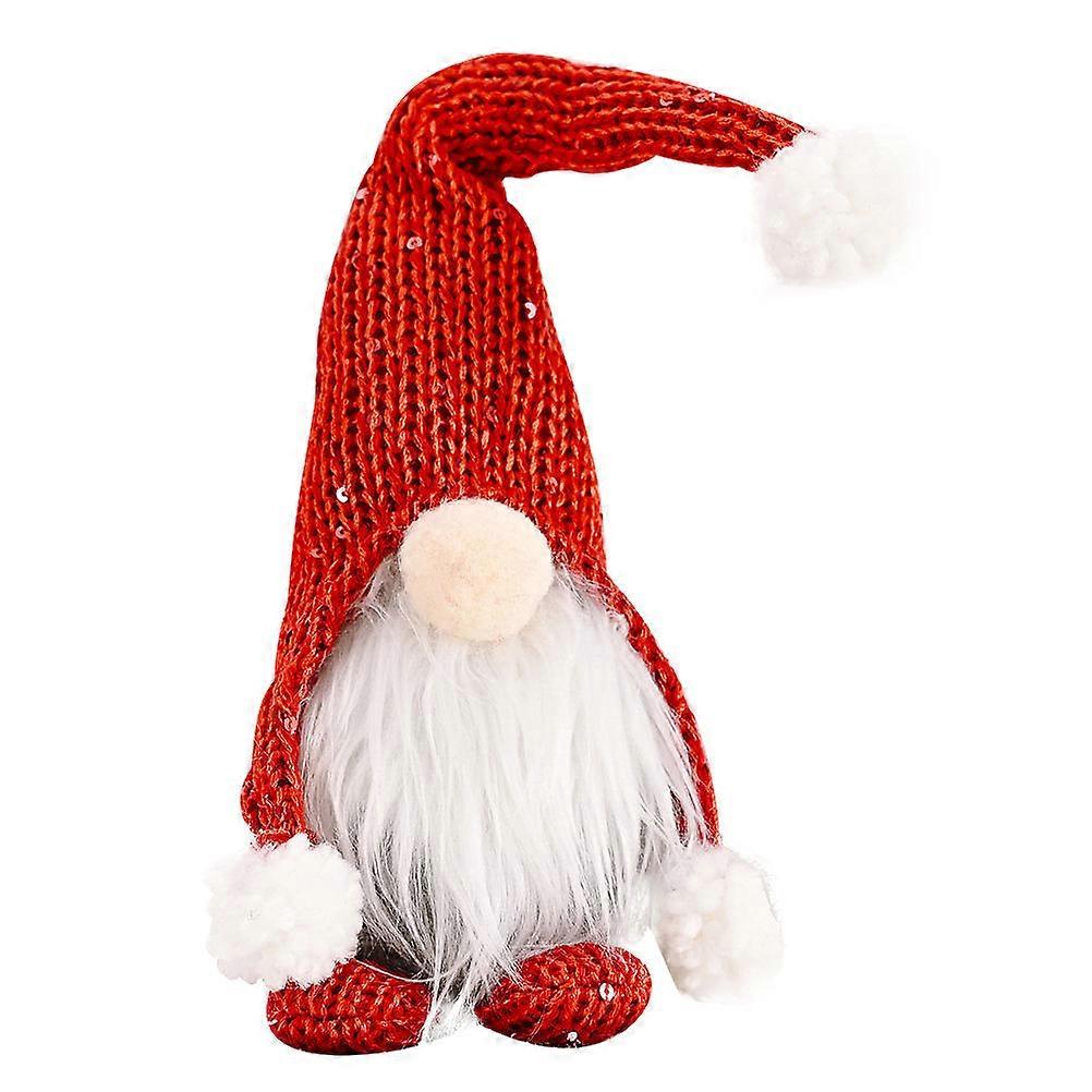 Crochet Ornaments Gnome Knitting Standing Doll Car Decoration Red 28X8X8cm Christmas Atmosphere Creation 1Set