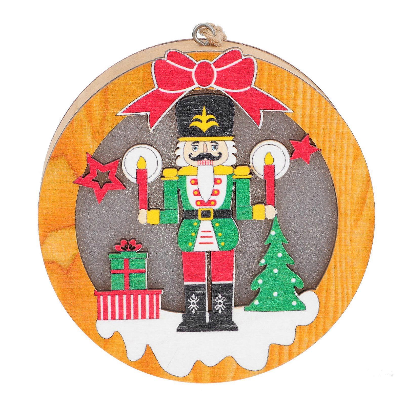 Nutcracker Decoration 1Pcs Cartoon Nutcracker Soldier Pendant For Christmas Tree Ornament Chocolate Color Light Emitting Feature