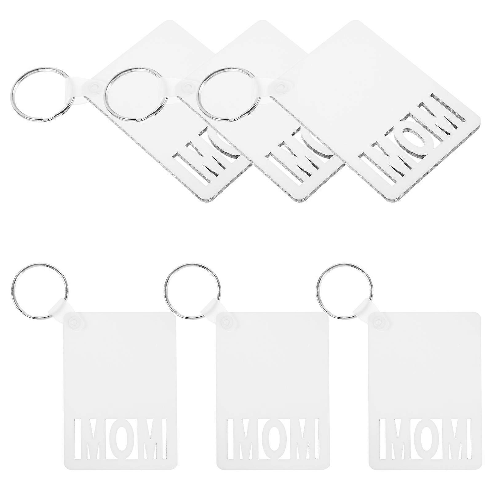 Sublimation Blanks Key Chains 6 Pcs DIY Heat Transfer Keyring For Mother's Day Decoration 7x5cm White Unique Style