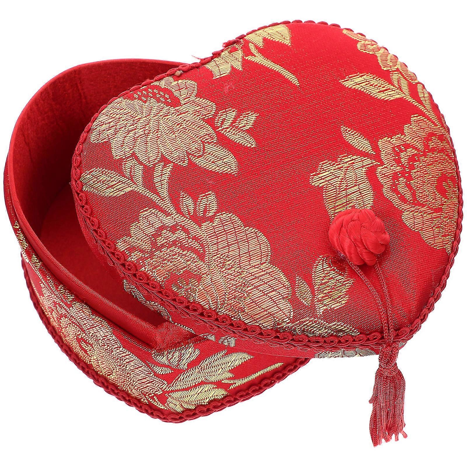 Heart Shaped Cloth Jewelry Box for Earrings and Accessories – Compact Trinket Organizer with Elegant Design and Sturdy Material for Home Decor and