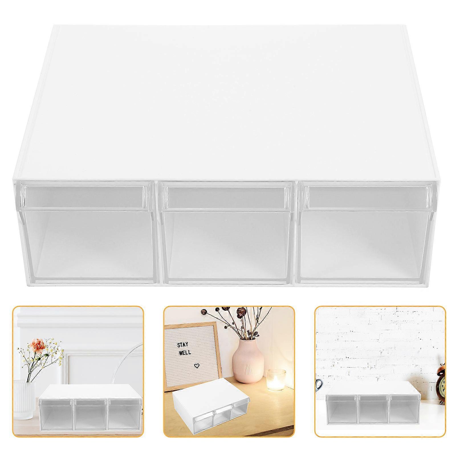 White Storage Box with Multi-Compartments for Documents and Makeup ABS Acrylic Desk Organizer Ideal