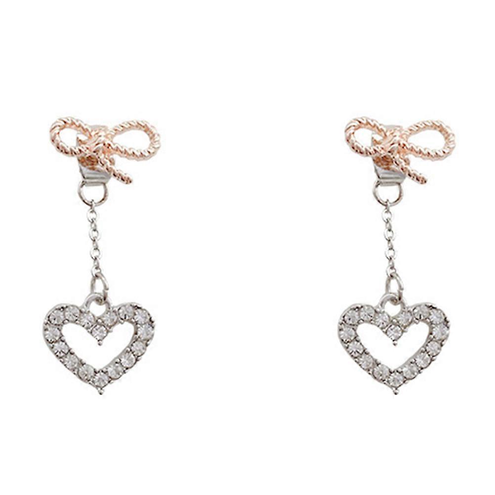 Heart Dangle Drop Earrings for Women Elegant Bow Charm with Rhinestones and Zircon Studs for Romantic, Wedding, Party & Everyday Wear