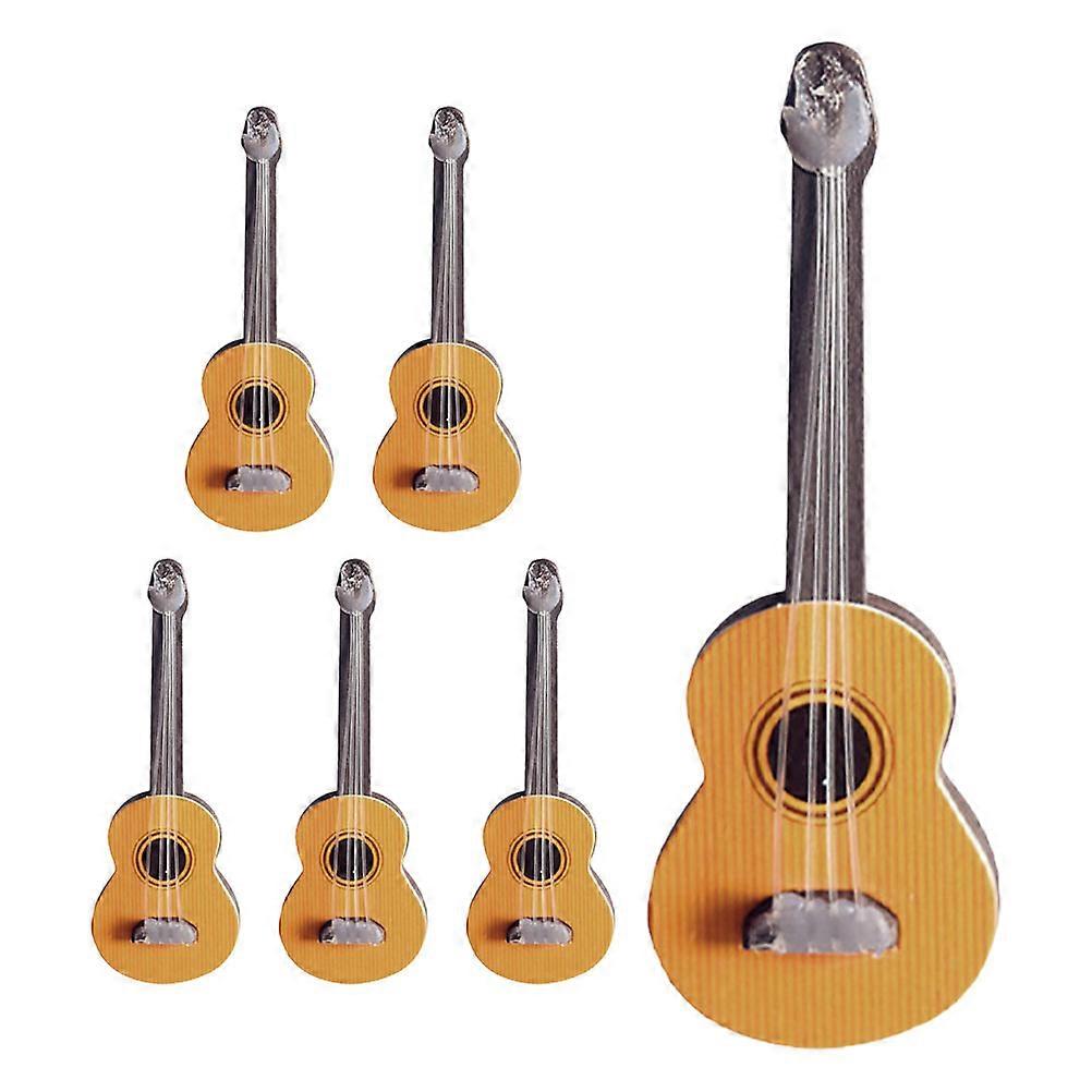 6pcs Mini Guitar Decor Set – Miniature Musical Instrument Models for Dollhouse Photography Props – Creative & Detailed for Artistic Projects