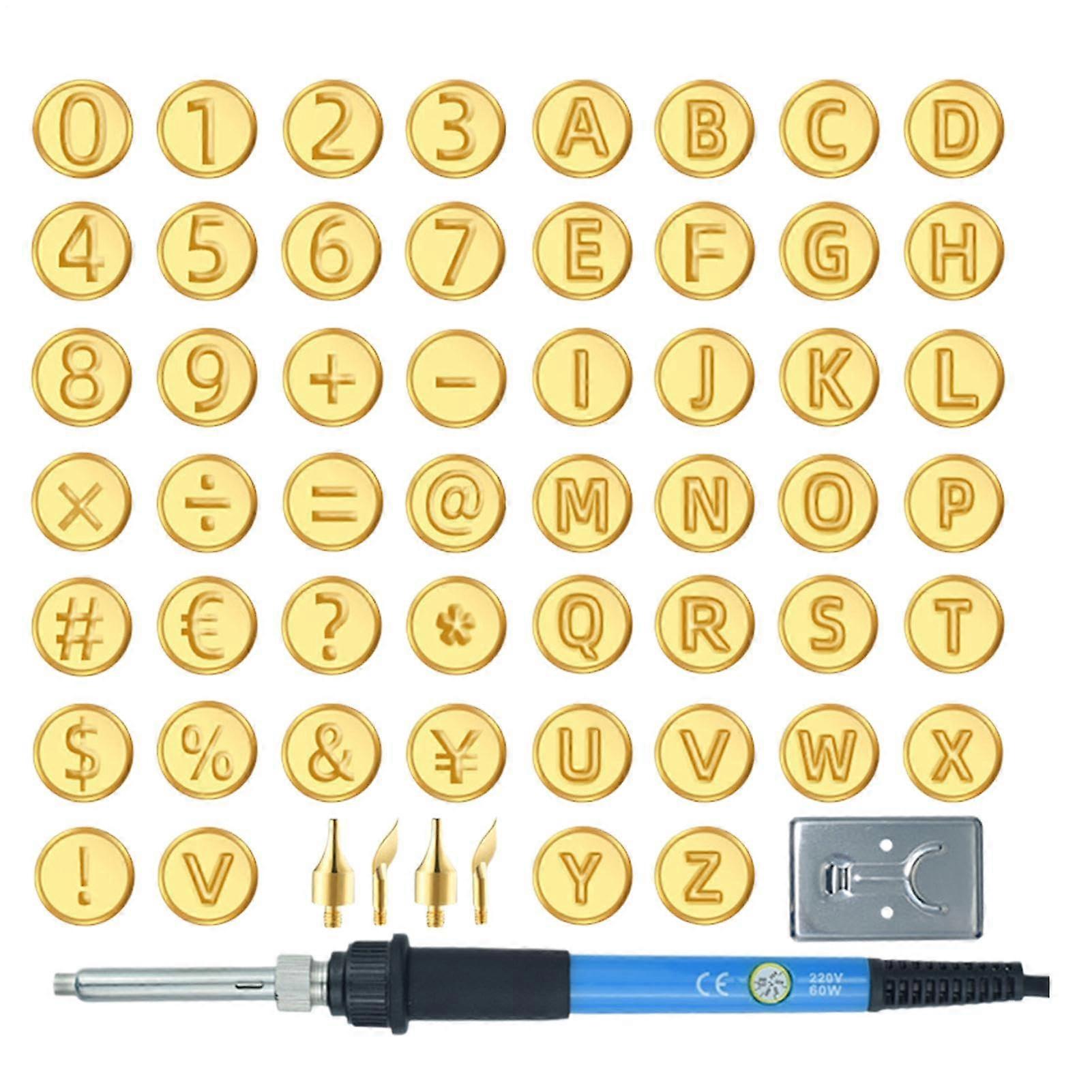 Wooden Stamp Set with Alphabet Stamps, Woodworking Tool with Letters 56Piece Carving Set