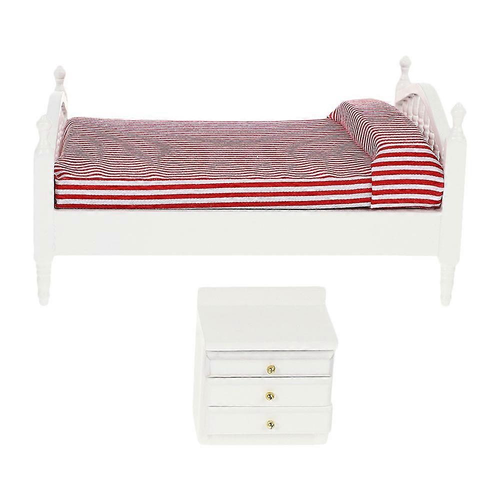 1 Set Mini House Bed Decor Mini Bedside Table Mini Furniture Model