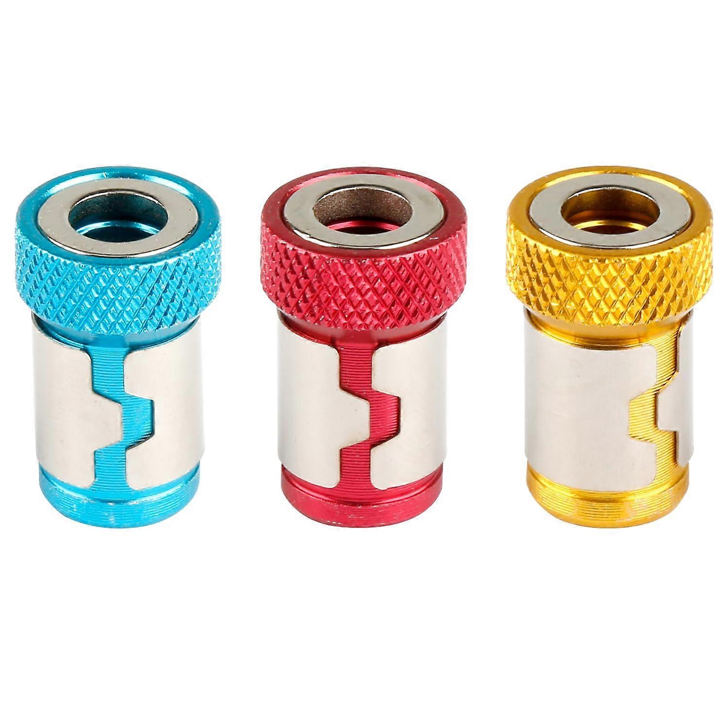 Removable Screw Bit Magnetizer Ring for 1/4 Inch Shank Screwdriver Bits,Aluminum Alloy Magnetic Screw Catcher Holder Power Tool Accessory (Set of 3)