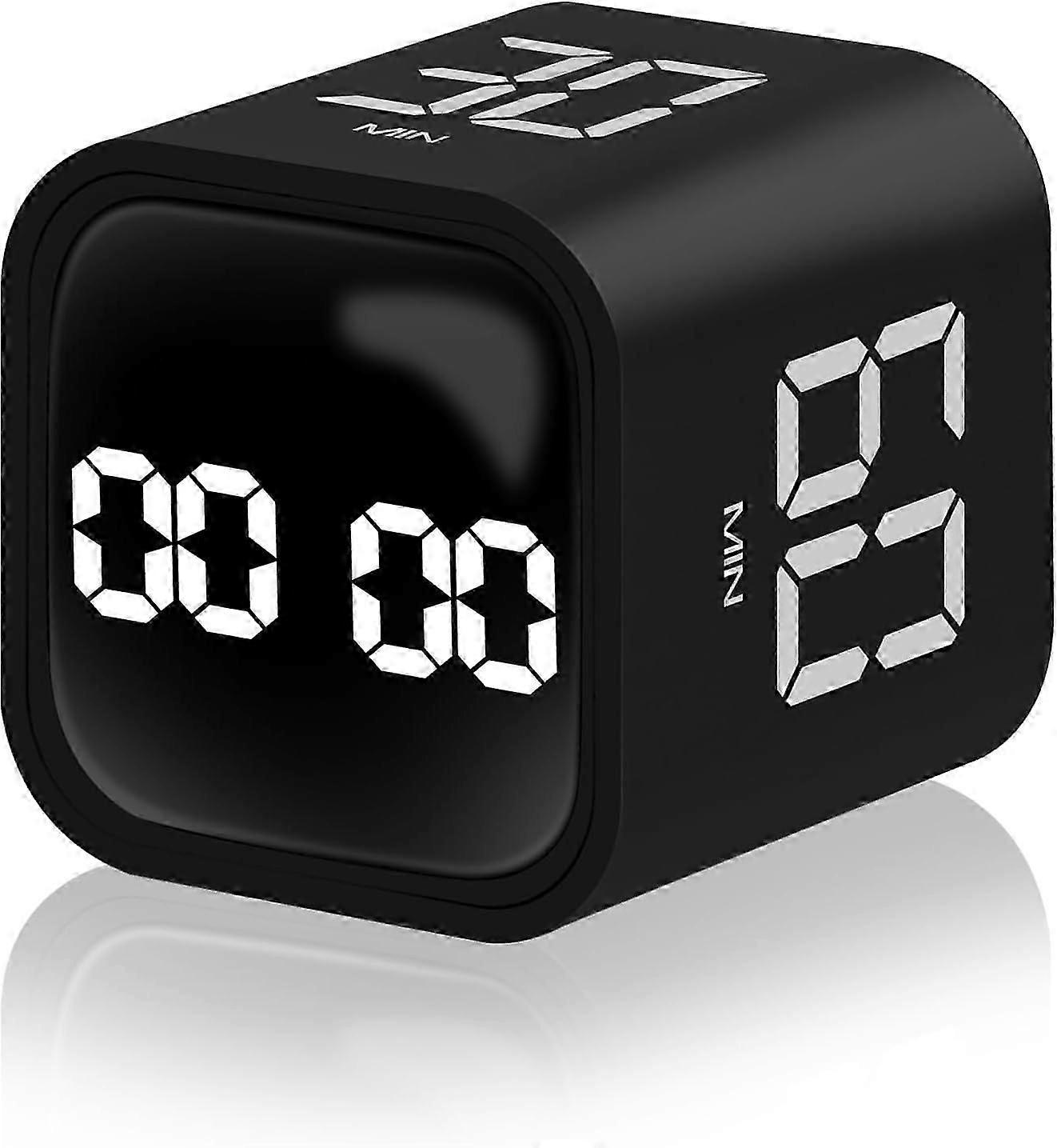 Gravity Sensor Flip Cube Kitchen Timer, Silent Digital Countdown Timer, Black