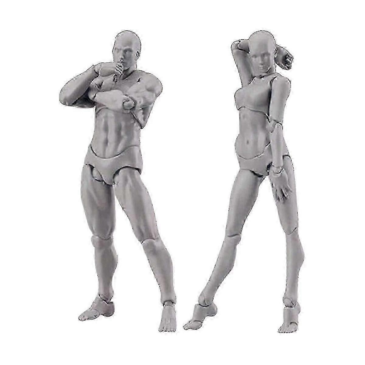 Kropp Docka, Konstnärer Docka Blockhead Fogad skyltdocka Ritning Figurer Man + Kvinna Set (grå)-Bra