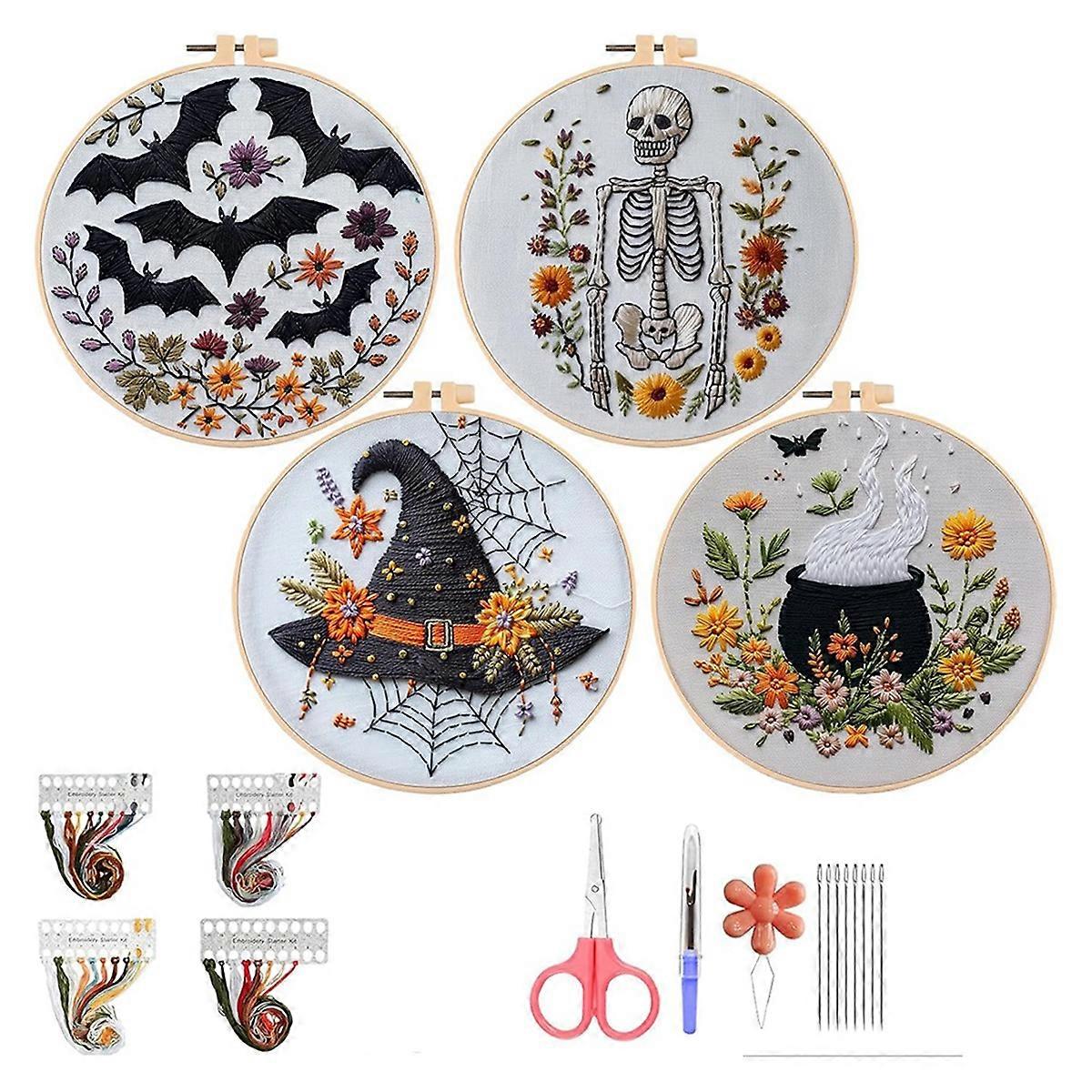 Halloween - Kit, 4 Set Gothic Embroidery -Kit