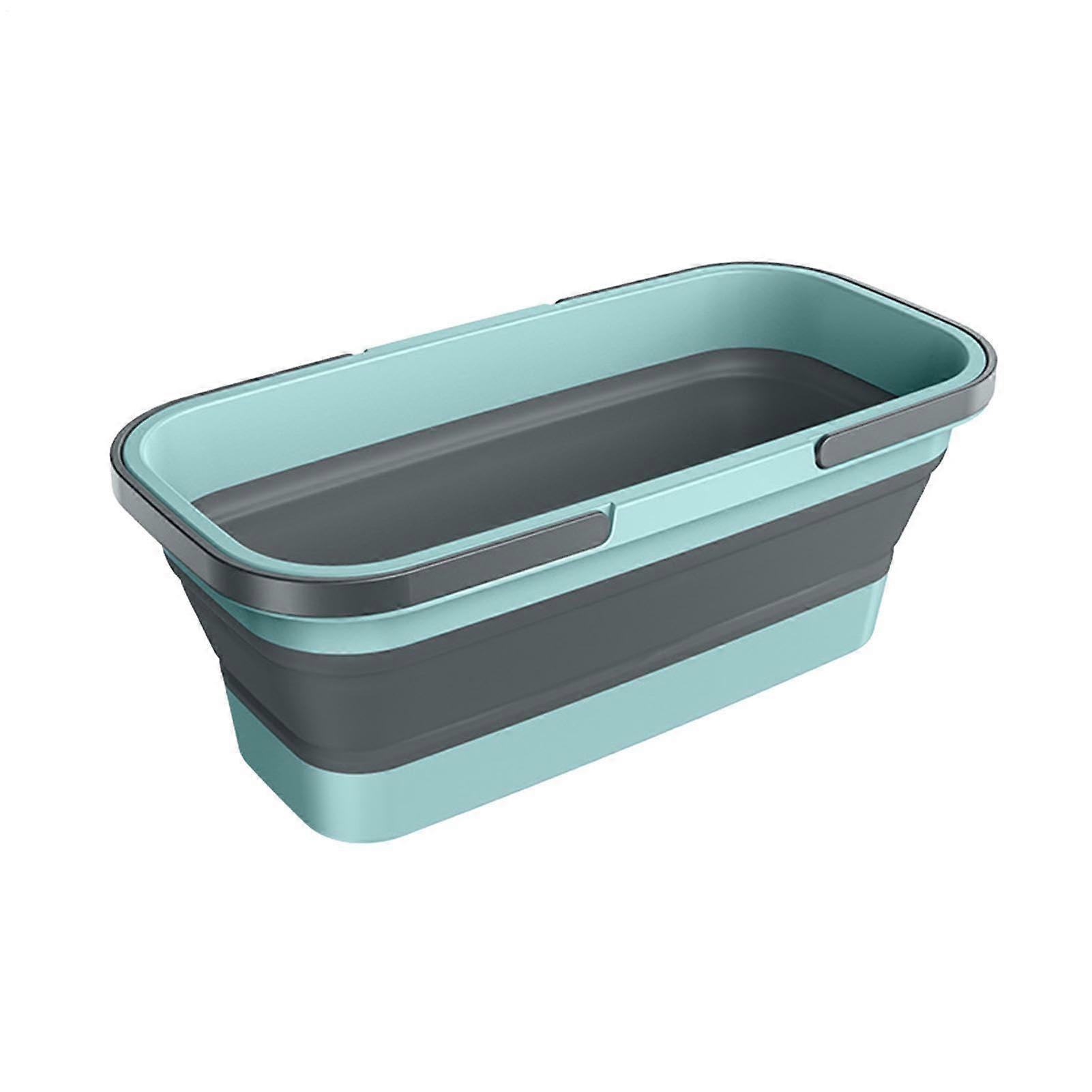 Rectangular Mop Bucket - Large Capacity Folding Cleaning Bucket for Indoor Outdoor Use, Portable Blue Bucket for Fishing Camping