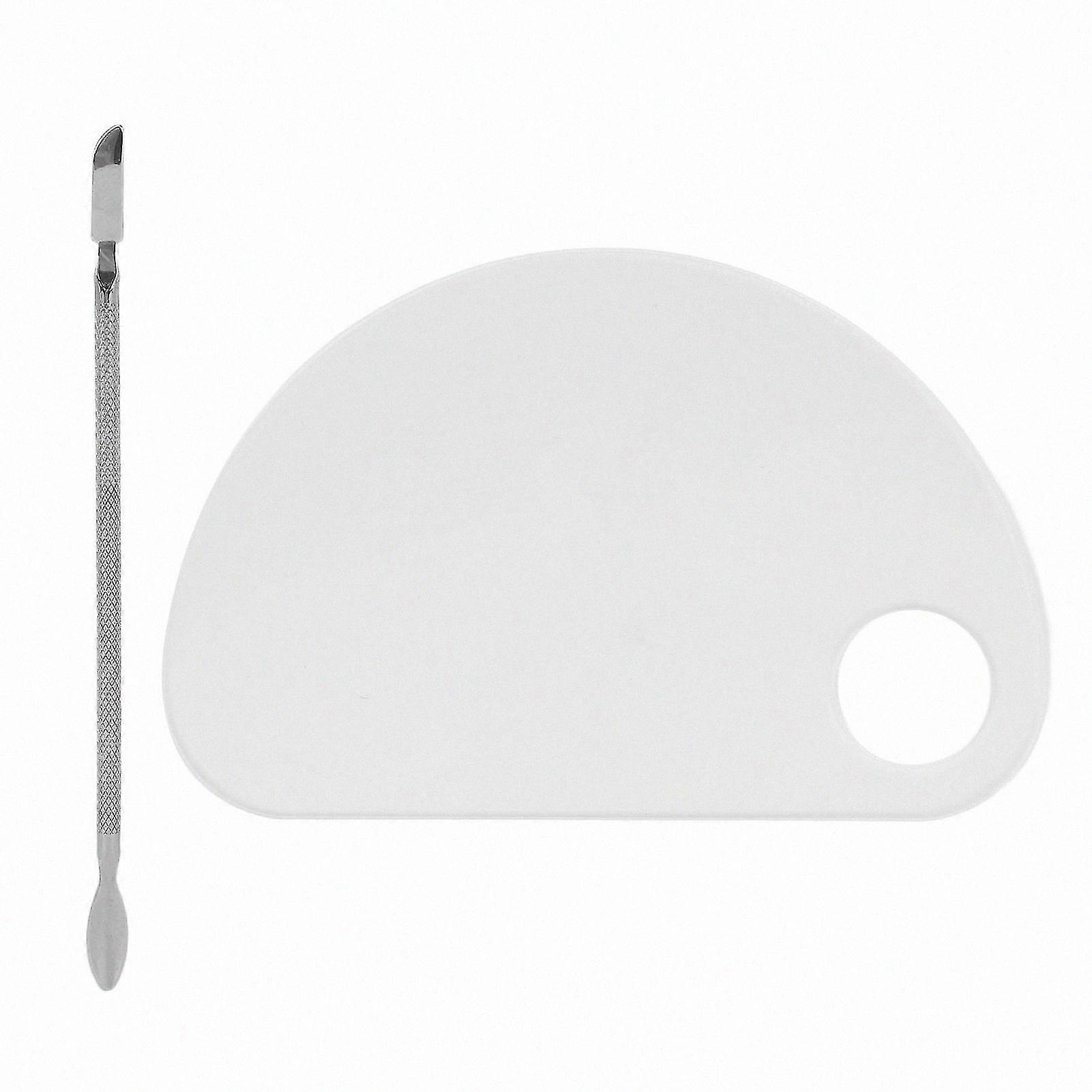 Semi-Circular Clear Mixing Tray with Thumb Hole for Nail Art and Makeup Application
