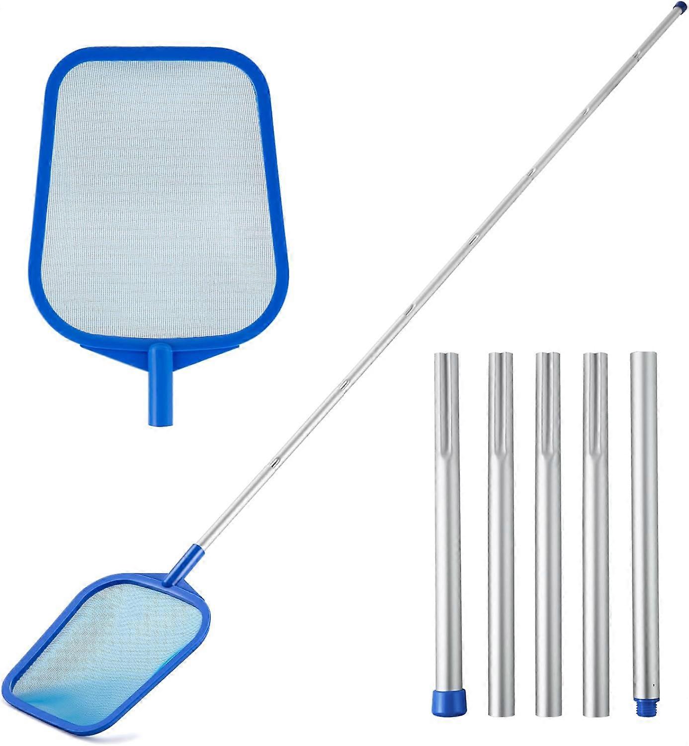 Pool Skimmer - Pool Skimmer Net with 5 Sections  Adjustable Telescopic Aluminum Pole  Pool Skimmer Rake with Ultra Fine Mesh  Pool Leaf Sk  23''- 60''
