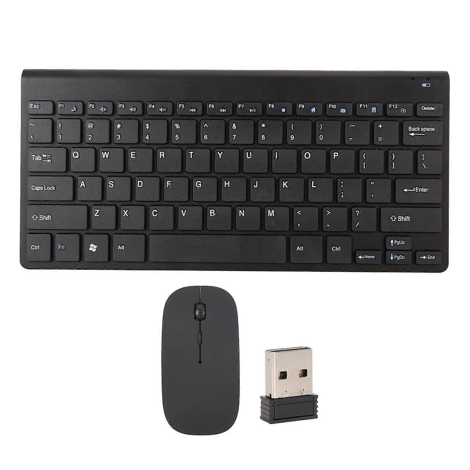 Smart Wireless Keyboard Mouse Kit Silent LED Indicator Waterproof Power Saving Compact Keyboard Mouse Set for Office Black