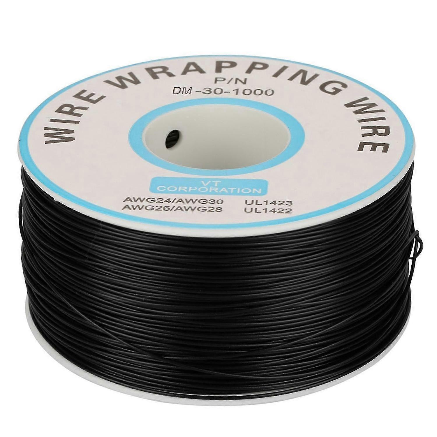 1Roll WiRe Wrapping Single Copper Wire Strand 30AWG Cable 0.25mm Core Diameter (Black)