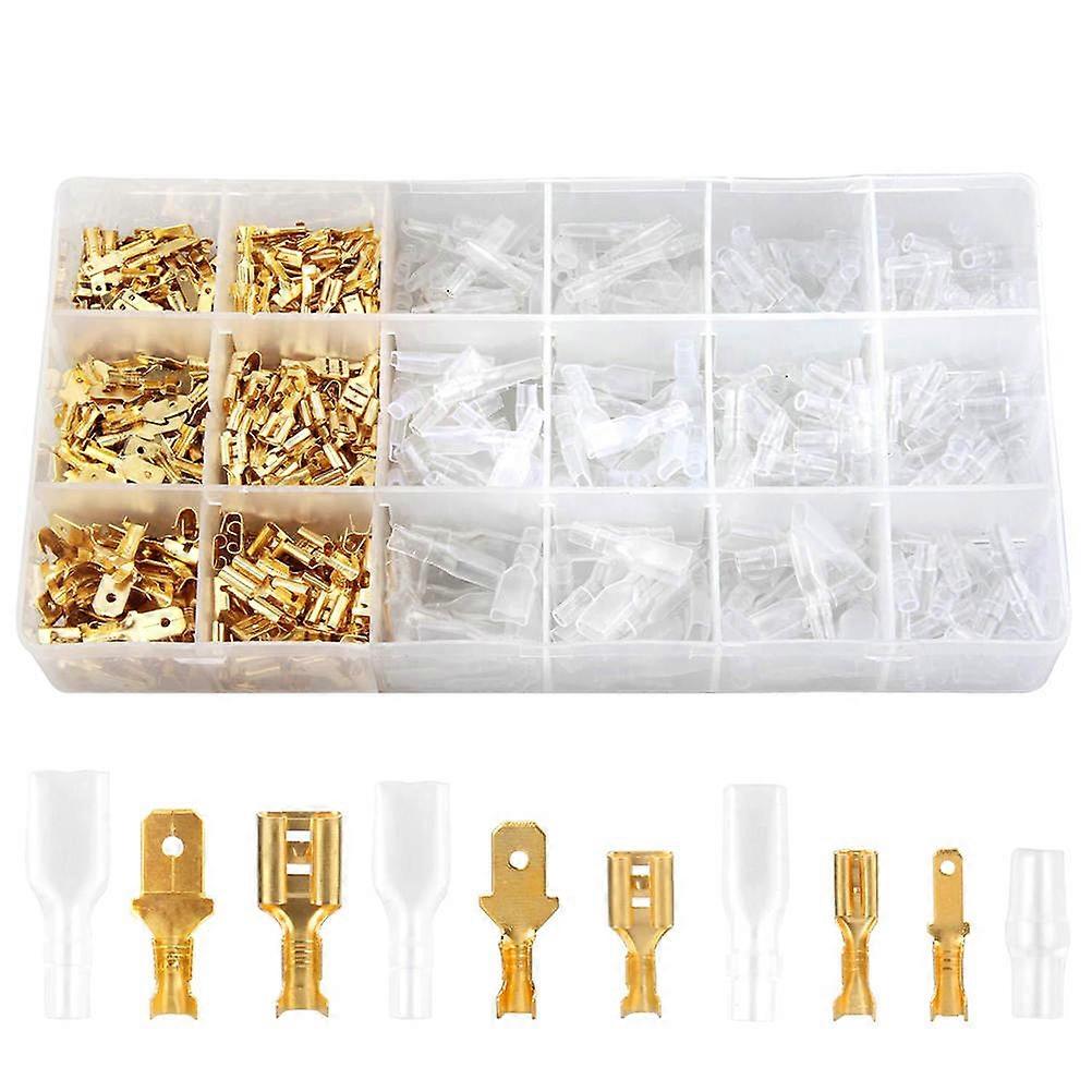 600PCS Golden Insulated Terminal Connectors For Electrical Applications Featuring Cold-pressed Design Suitable For Quick Use