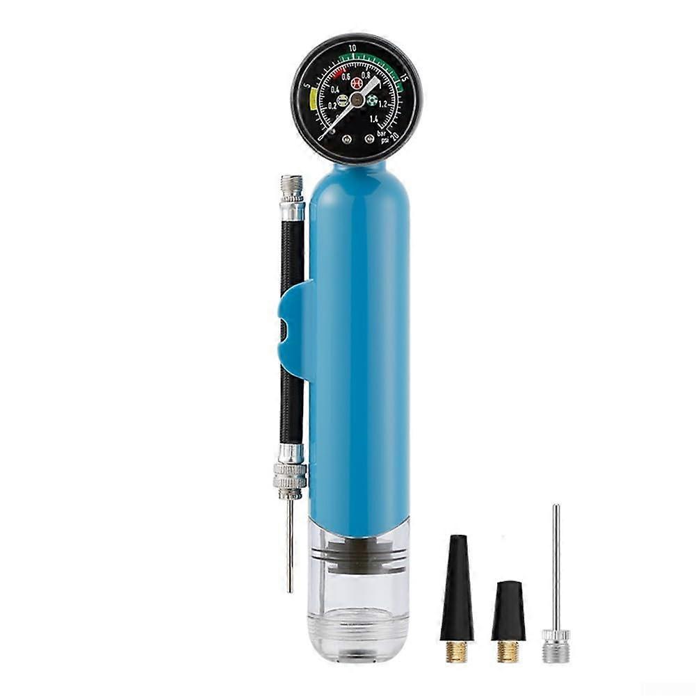 Portable Mini Pump for Inflating Sports Balls with Pressure Gauge, Durable and Efficient, Blue Color, Compact Size