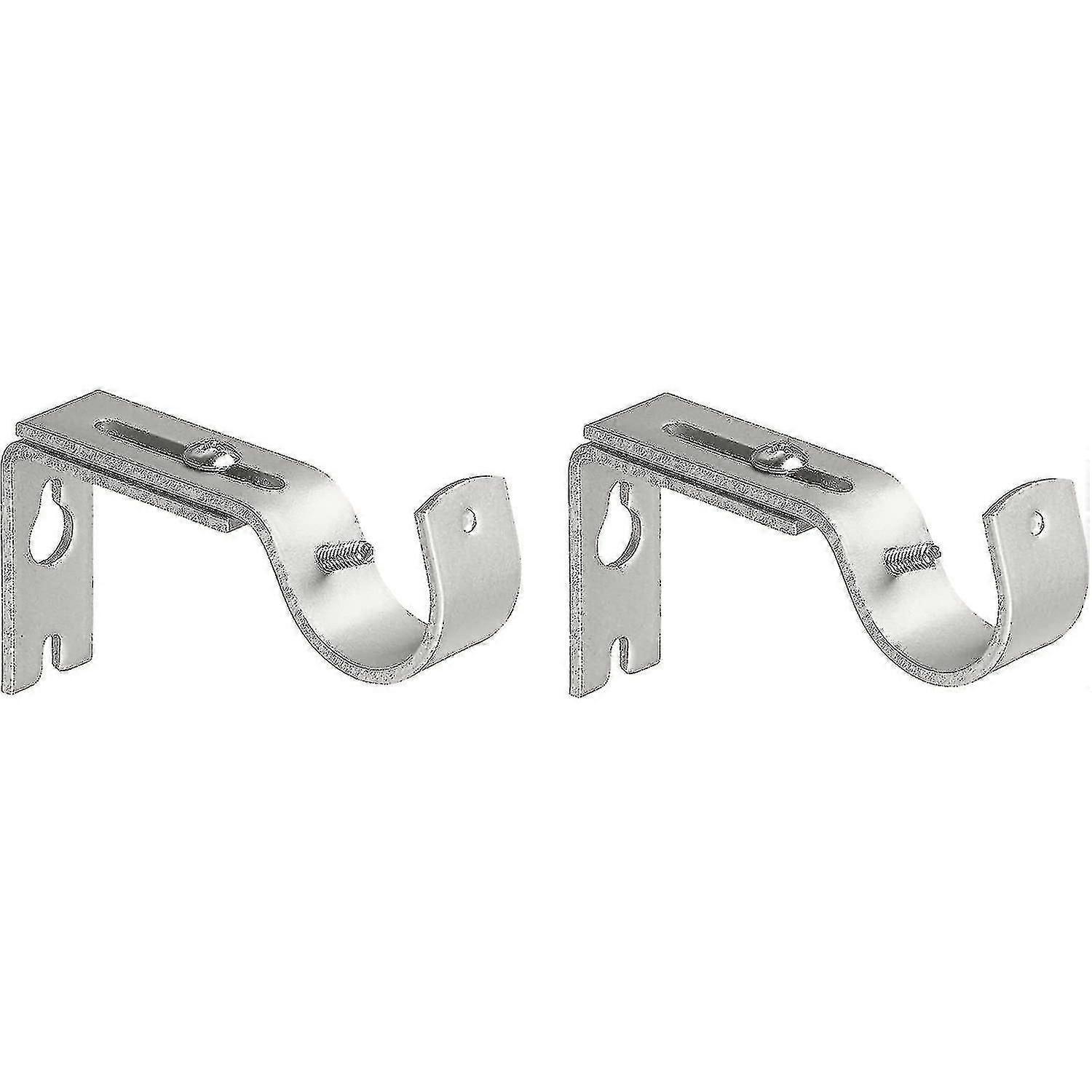 Adjustable Wall Mount Curtain Rod Bracket (Silver) (2 pieces)