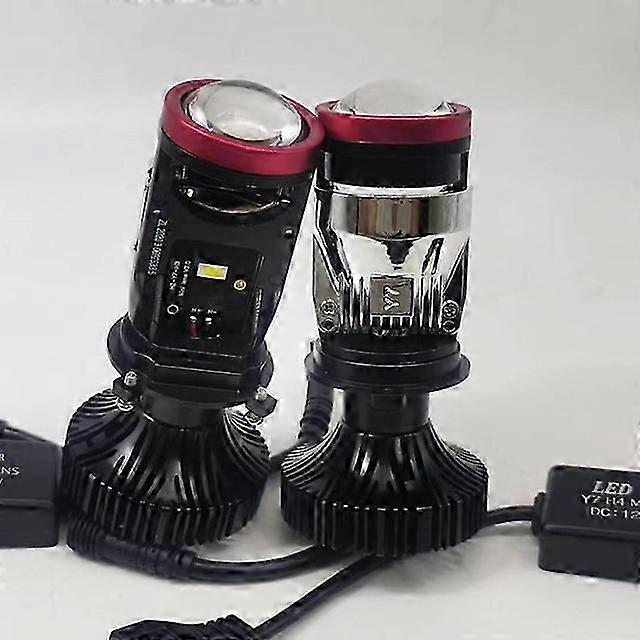 2stk H4 Led Projektor Mini Linse Auto H4 Led Forlygtepærer Kit Konvertering Høj Beam Nærlys 120w Turbo Fan Bil Lampe