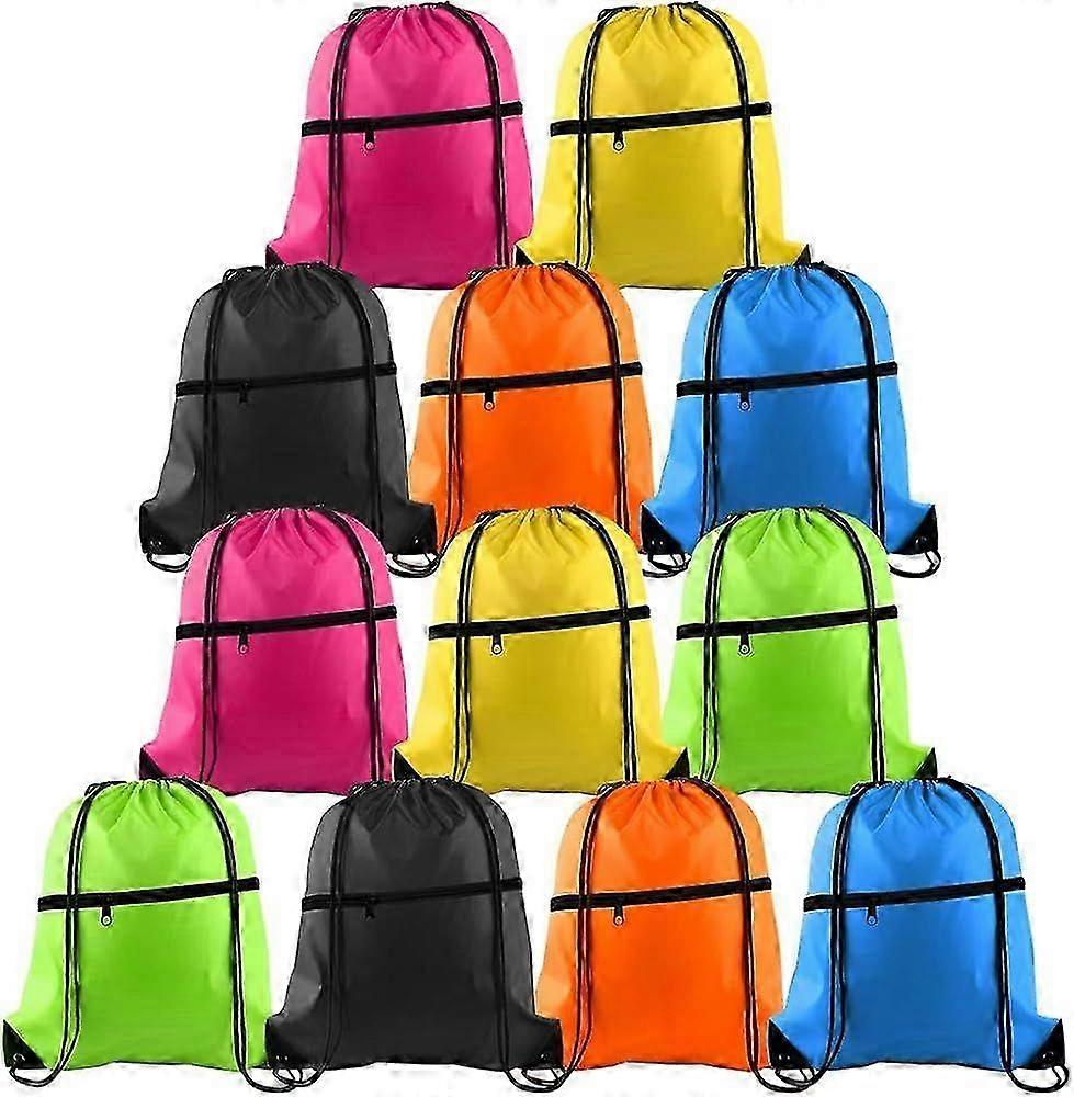 2-15 Pack Drawstring Backpack Bag Sackpack Cinch Tote Sport String Backpack