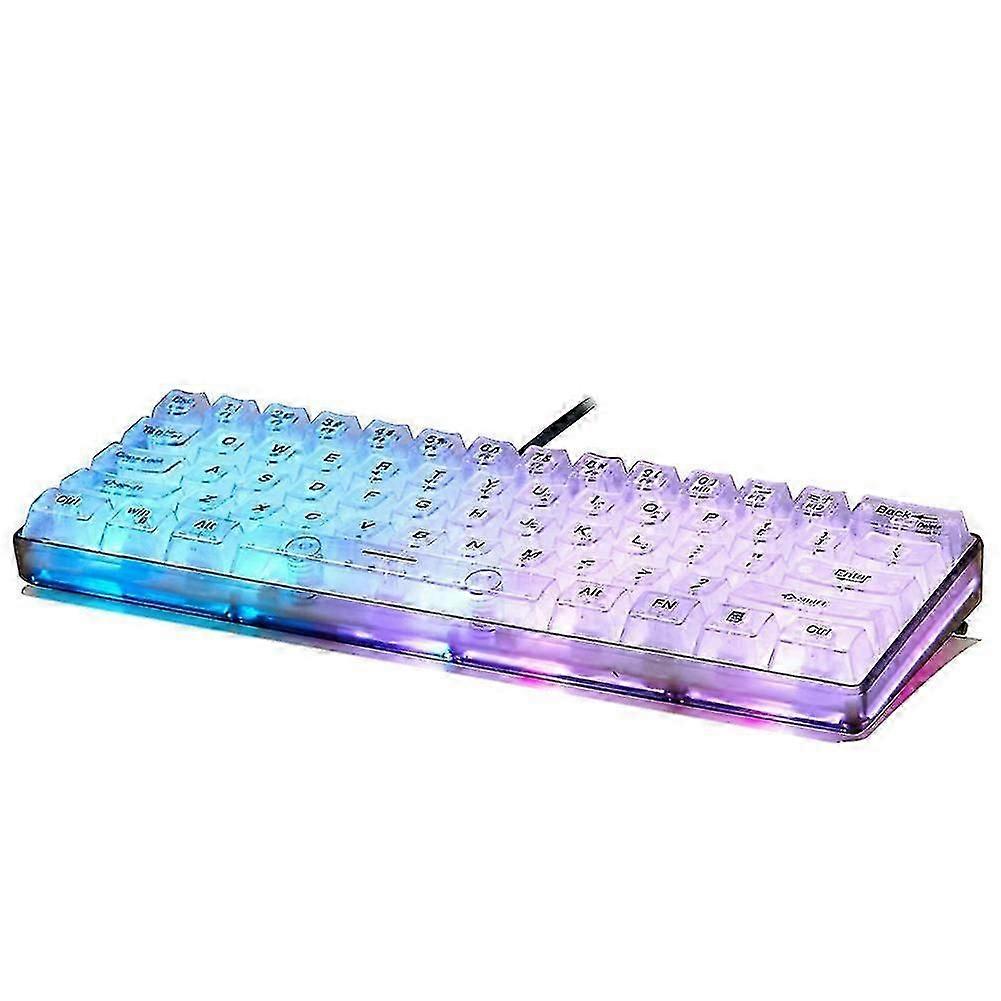 Wired 61 Key Transparent Keycaps Ice Crystal Keycap Rgb Backlit For Desktop Laptop Mechanical Feel-haoyi
