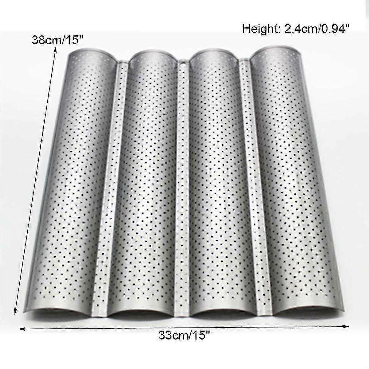 Non Stick 4 Grooves Baking Tray French Bread Baguettes Pan Tin Alloy Tray Silver