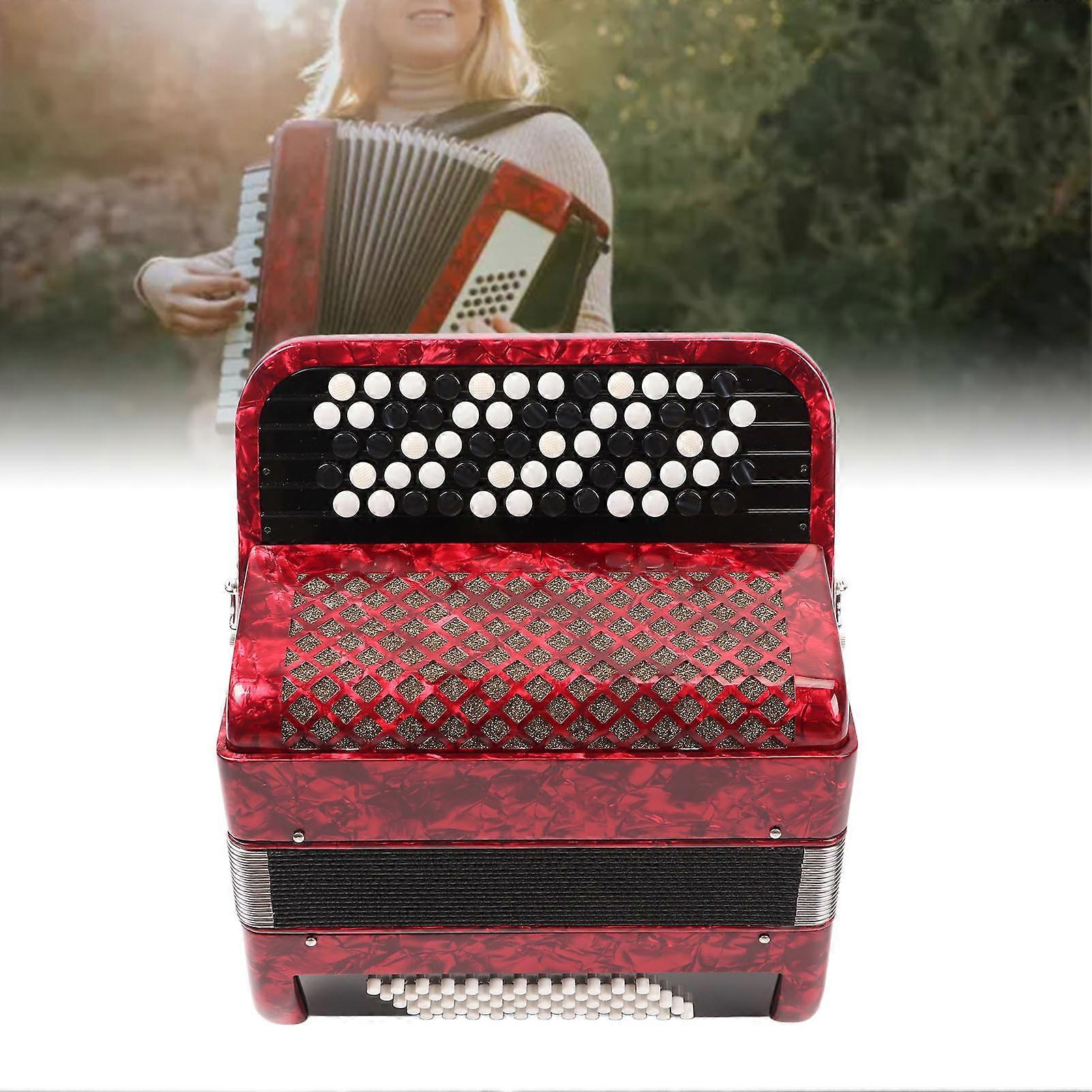 62キー60ベースキッズアコーディオン楽器ストラップ付きレッド