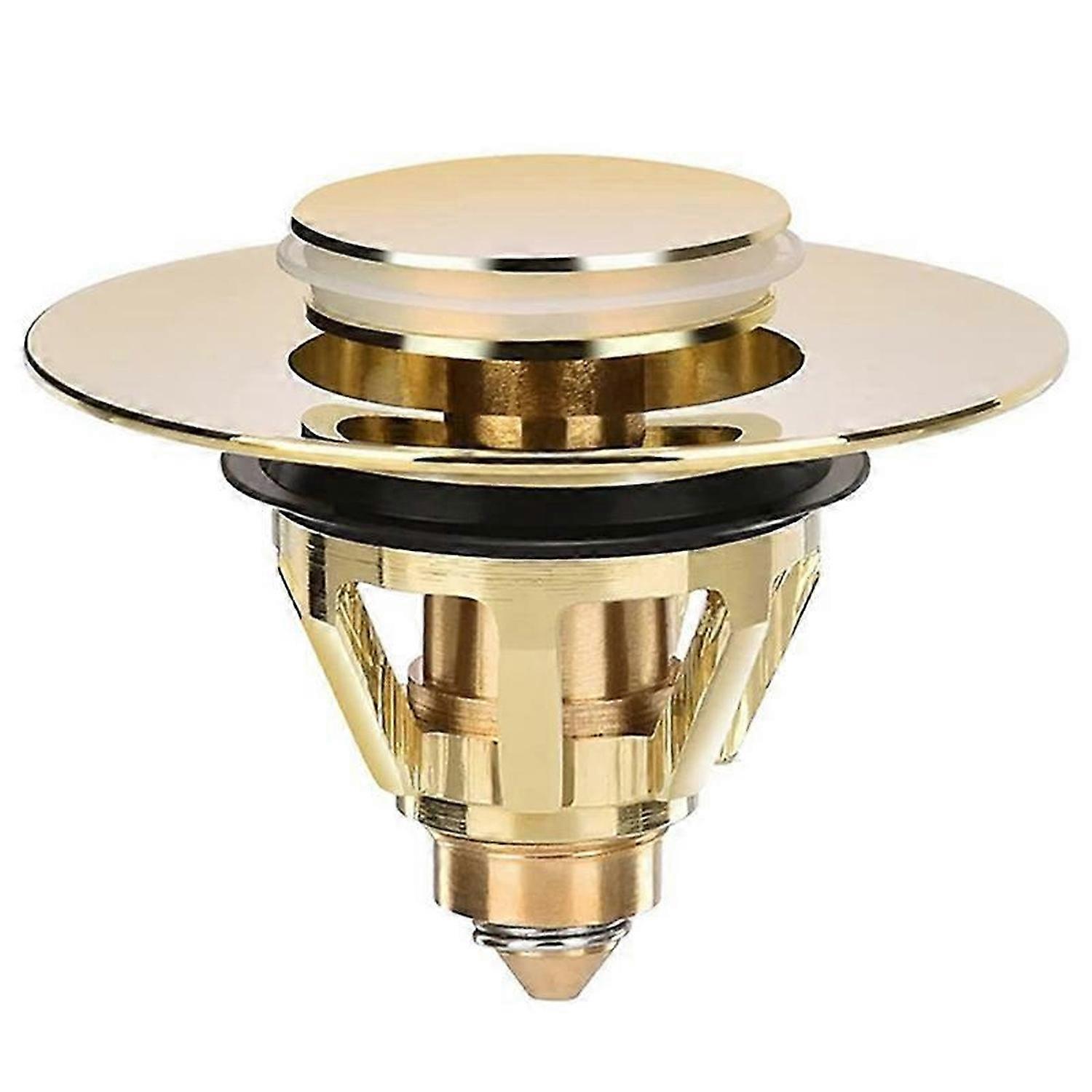 Drain Fitting Washbasin, Universal -Up Valve Plug, Sink (Gold)