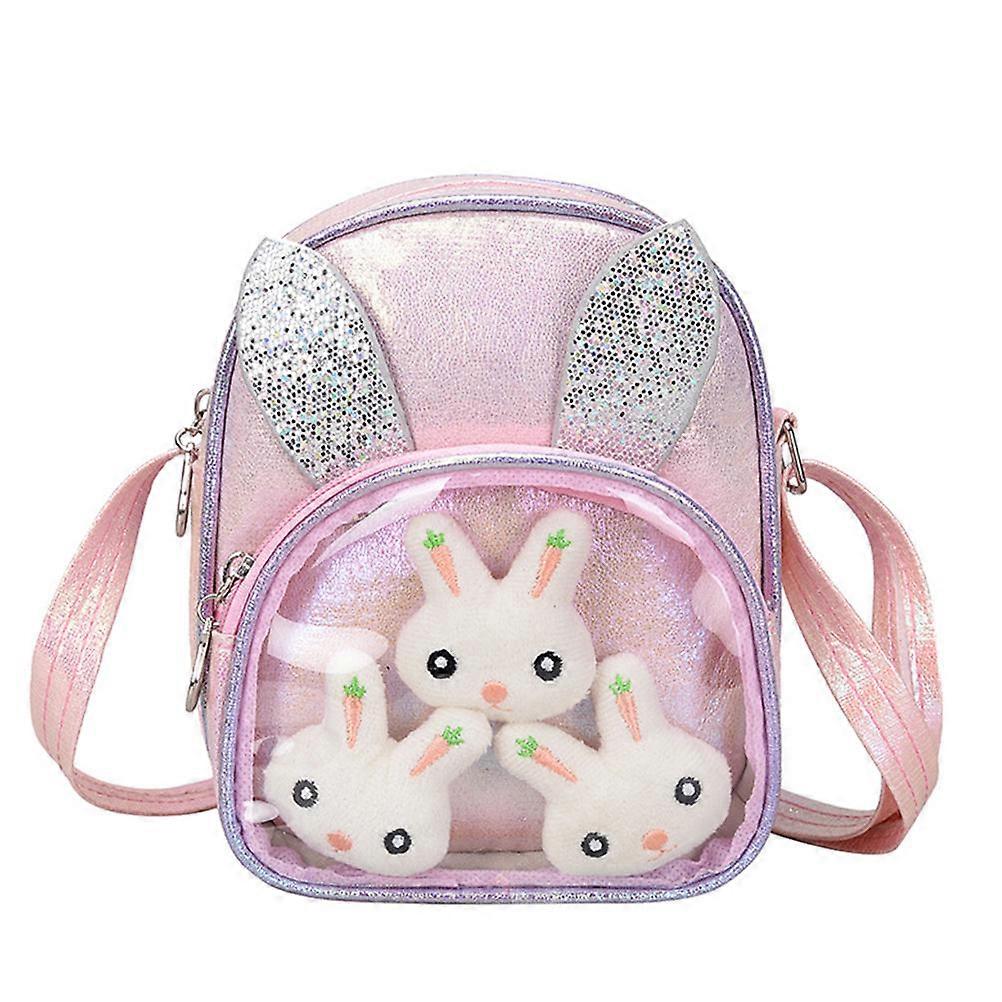 Children's Satchel Single Shoulder Bag for Girls Traveling Pink Pu Storage Zipper Closure 1piece