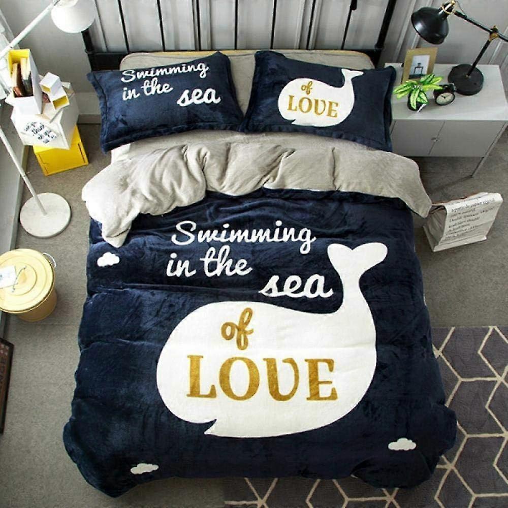 y567 3D Bedding Set Duvet Cover Set Double Cartoon Animal Whale Printed Comforter Cover 3 Pieces Bed Sets With Zipper Closure With 2 Soft Microfiber P