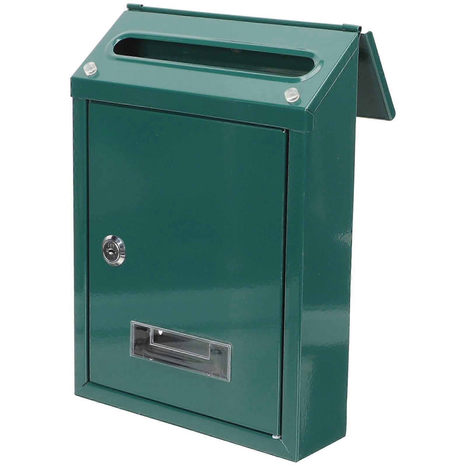 Green Wall Mount Mailbox for Locking 2Pcs Metal Mailbox
