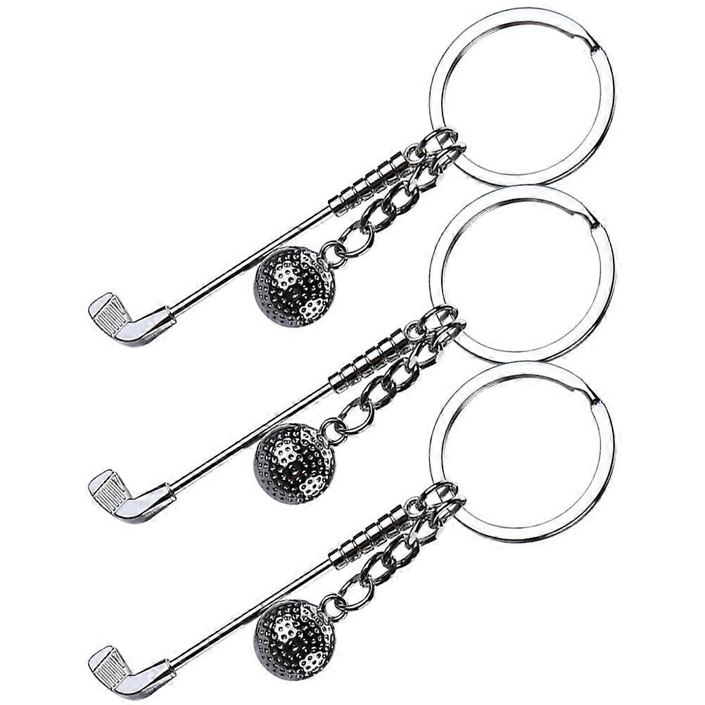 Silver Golfs Ball Keychain Metal Keychain for Hanging Keys 3Pcs Set