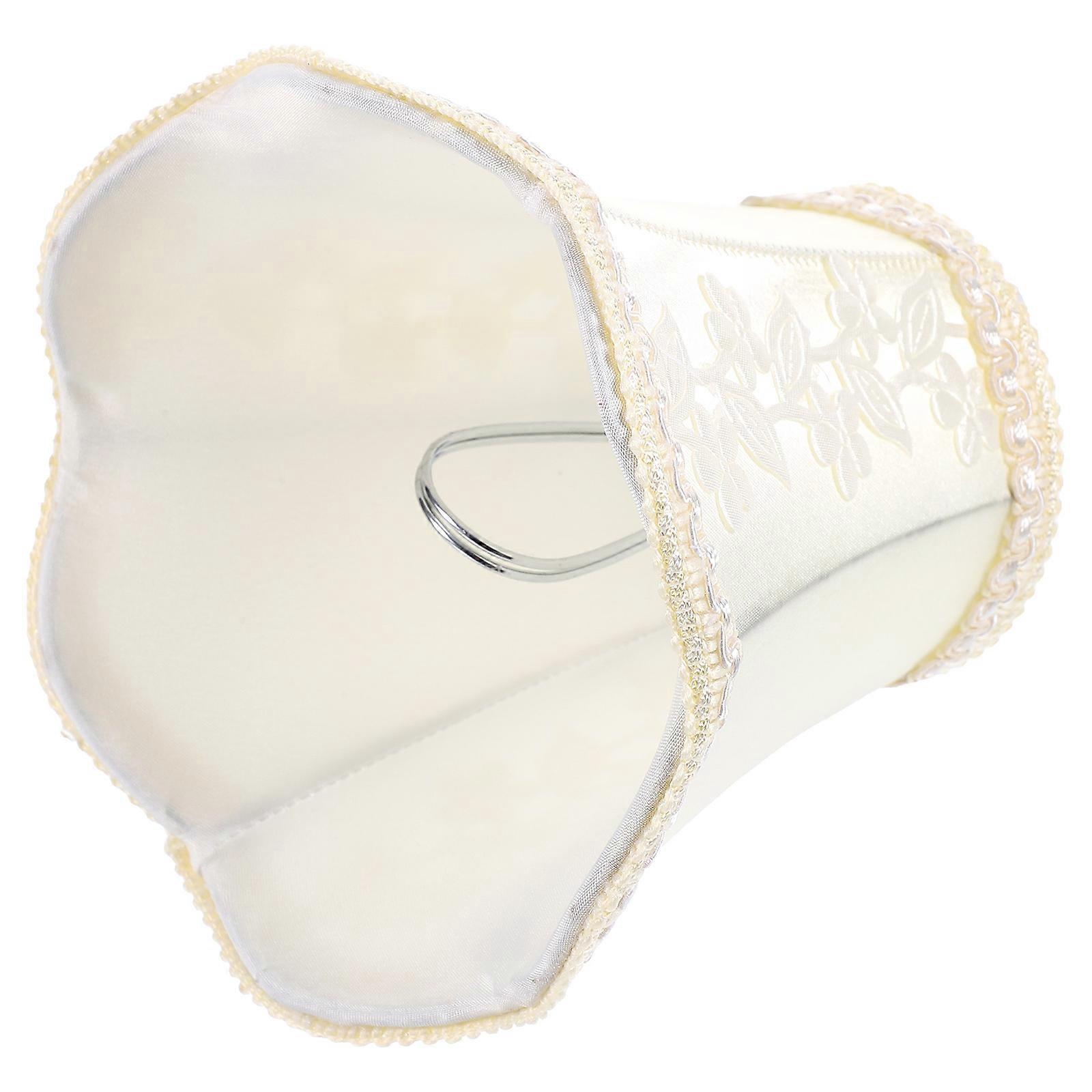 Cream Cloth Lampshade Home Light Accessory Simple Wave Bottom 13.00X13.00X12.00CM Decorative Diffuse Lighting 1Pc