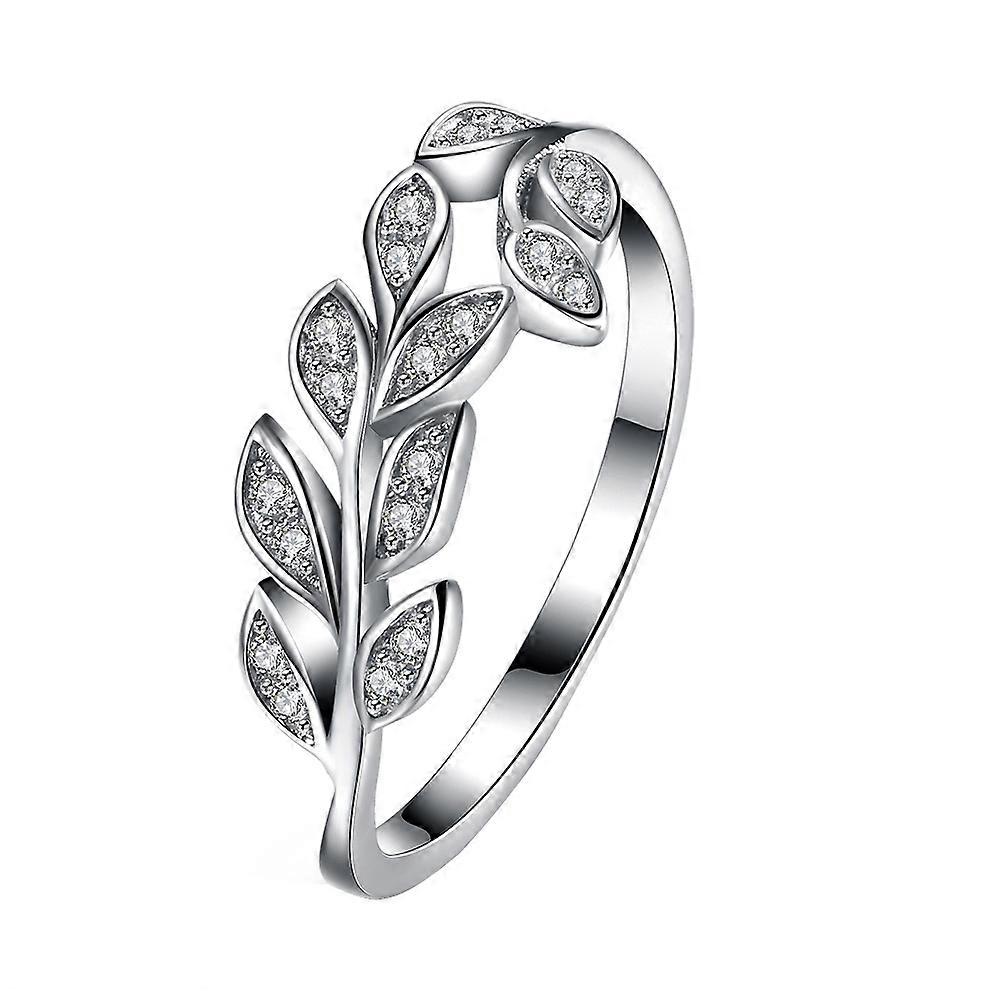 Zirconia Embedded Olive Branch Multiple Crystal Beads Ring for Women in Silver Color 1Set