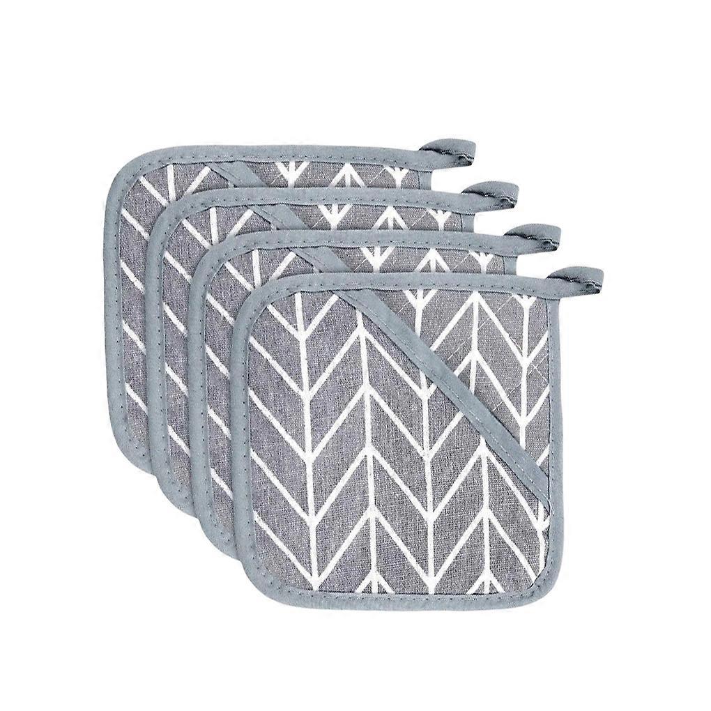 4pcs Potholders Rectangular Pad Mitts Resistant Hot Accessory Washable