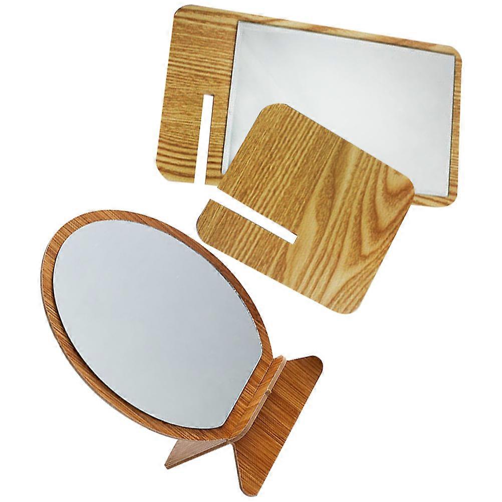 Folding Mirror Wooden Makeup Mirror for Desktop Use 6Pcs