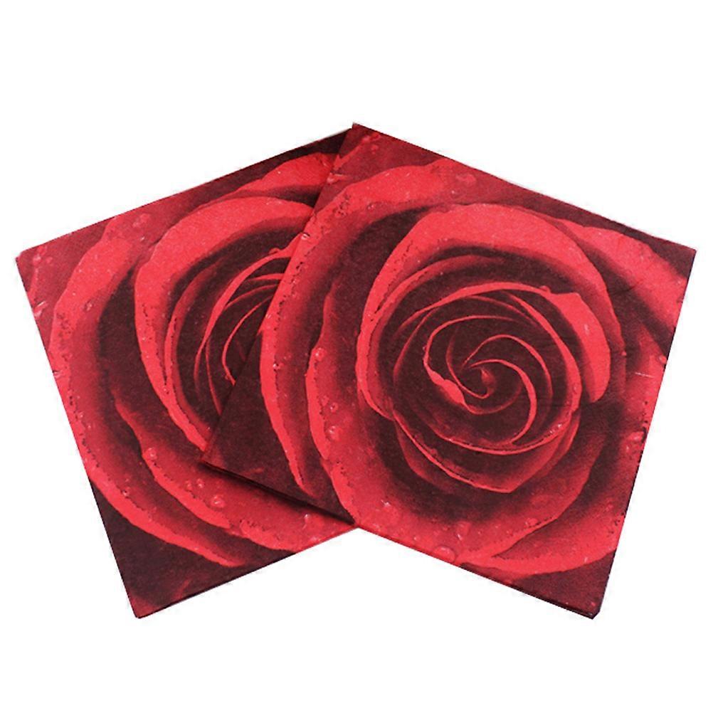 Napkin for Party Red Rose Printing Disposable Paper Napkins 60 Sheets