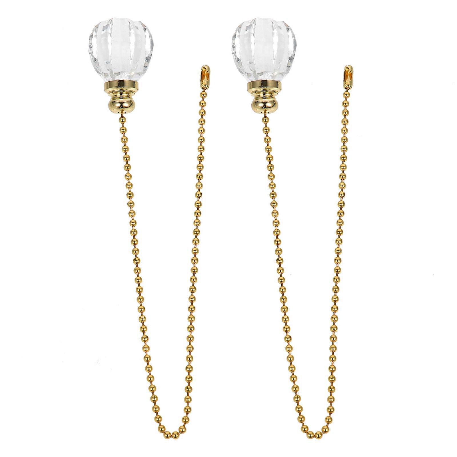 Decorative Ceiling Fan Pull Chain In Transparent Crystal With Adjustable Length For High Ceiling Light Fixtures 34X2.8X2.8CM 4Pcs