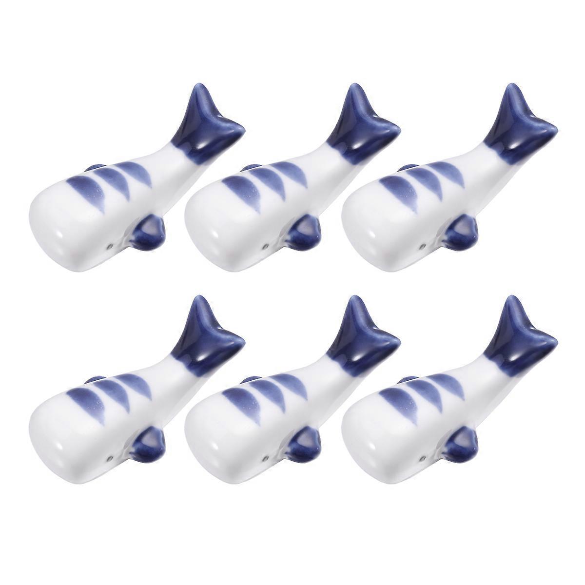 White Ceramic Chopsticks Rack Whale Shape for Chopsticks Rest 12Pcs