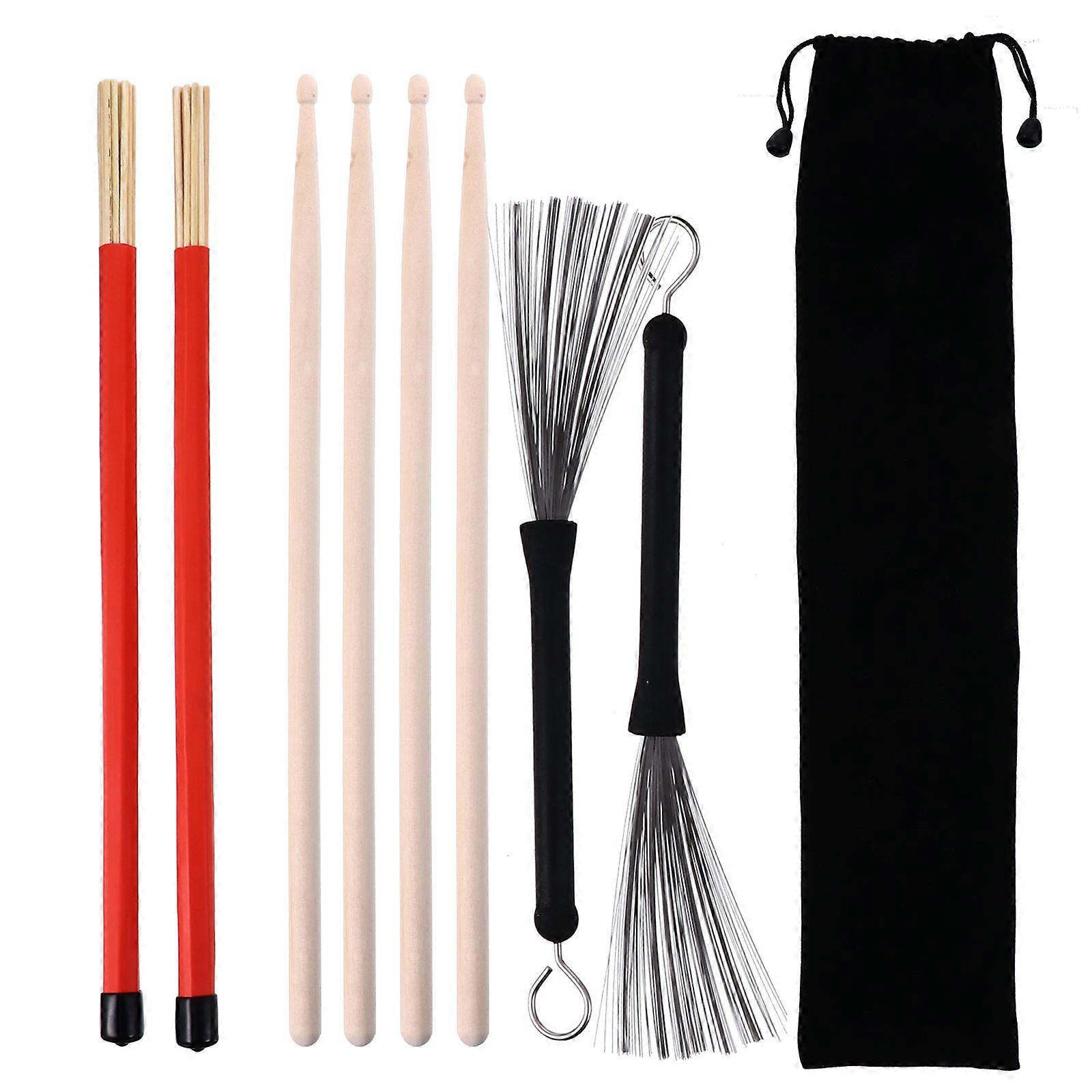 Drum Sticks Brushes Set For Friends Or Family In Multi Color With Smooth Surface Function 1 Set