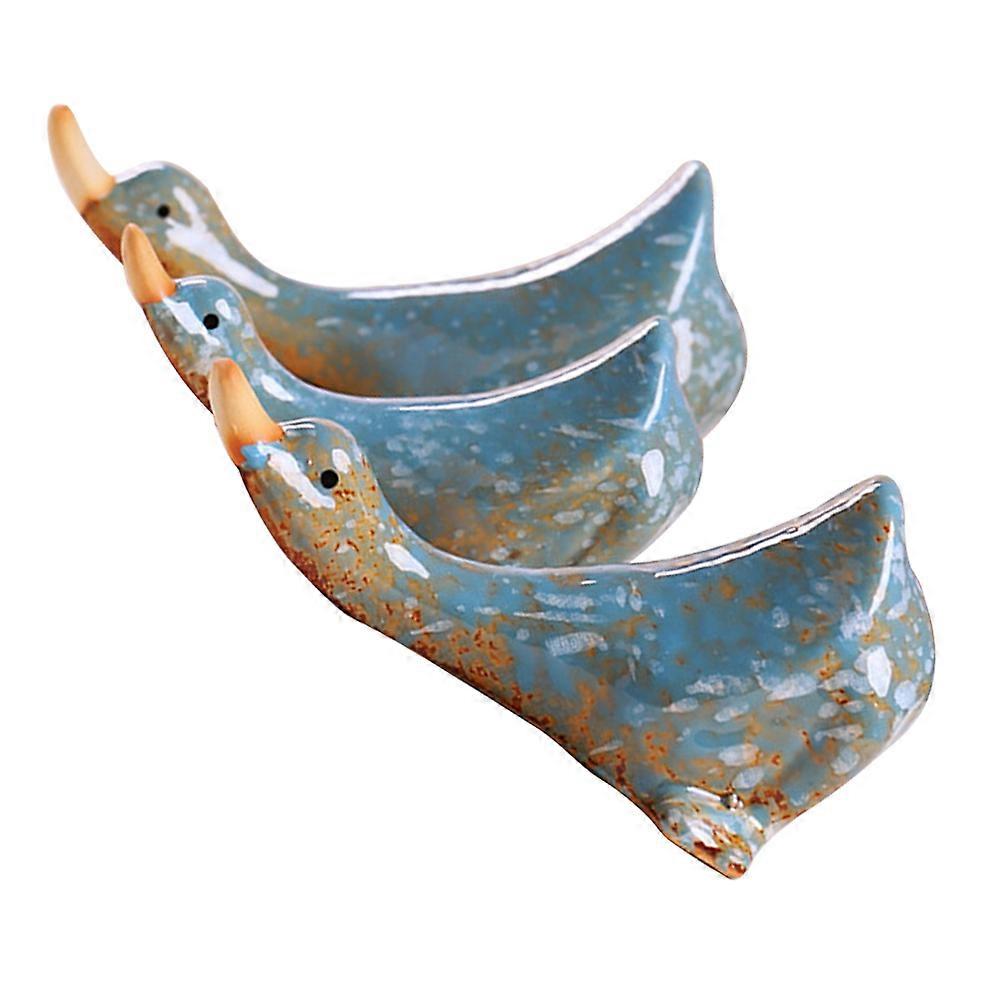 6Pcs Blue Ceramic Duck Adornment for Poolside Decoration Use