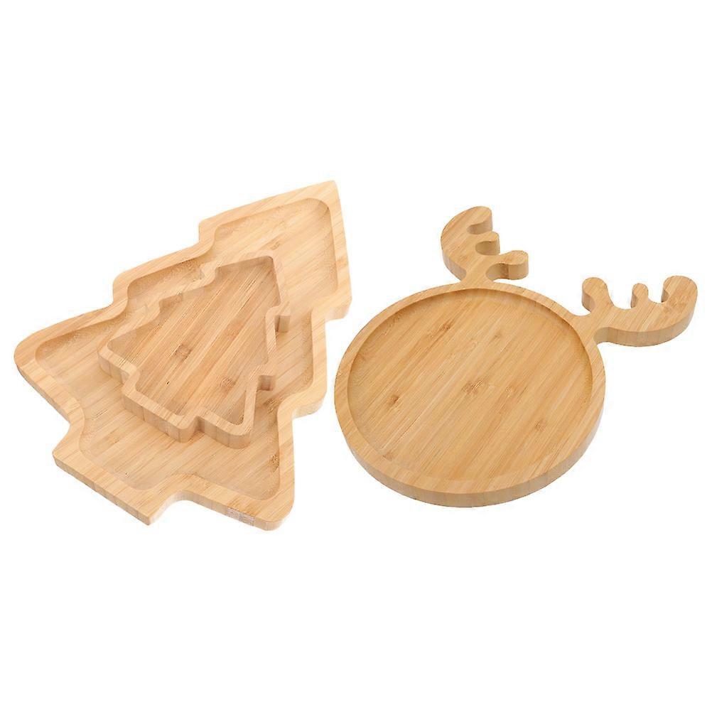 Christmas Tree Wood Dish Deer Shaped Serving Dish for Storing 9Pcs
