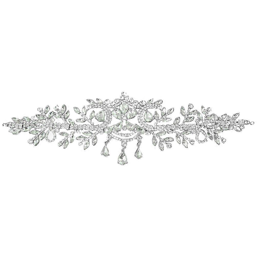 White Alloy Bride Head Chain Forehead Tiaras for Wedding 3Pcs Set