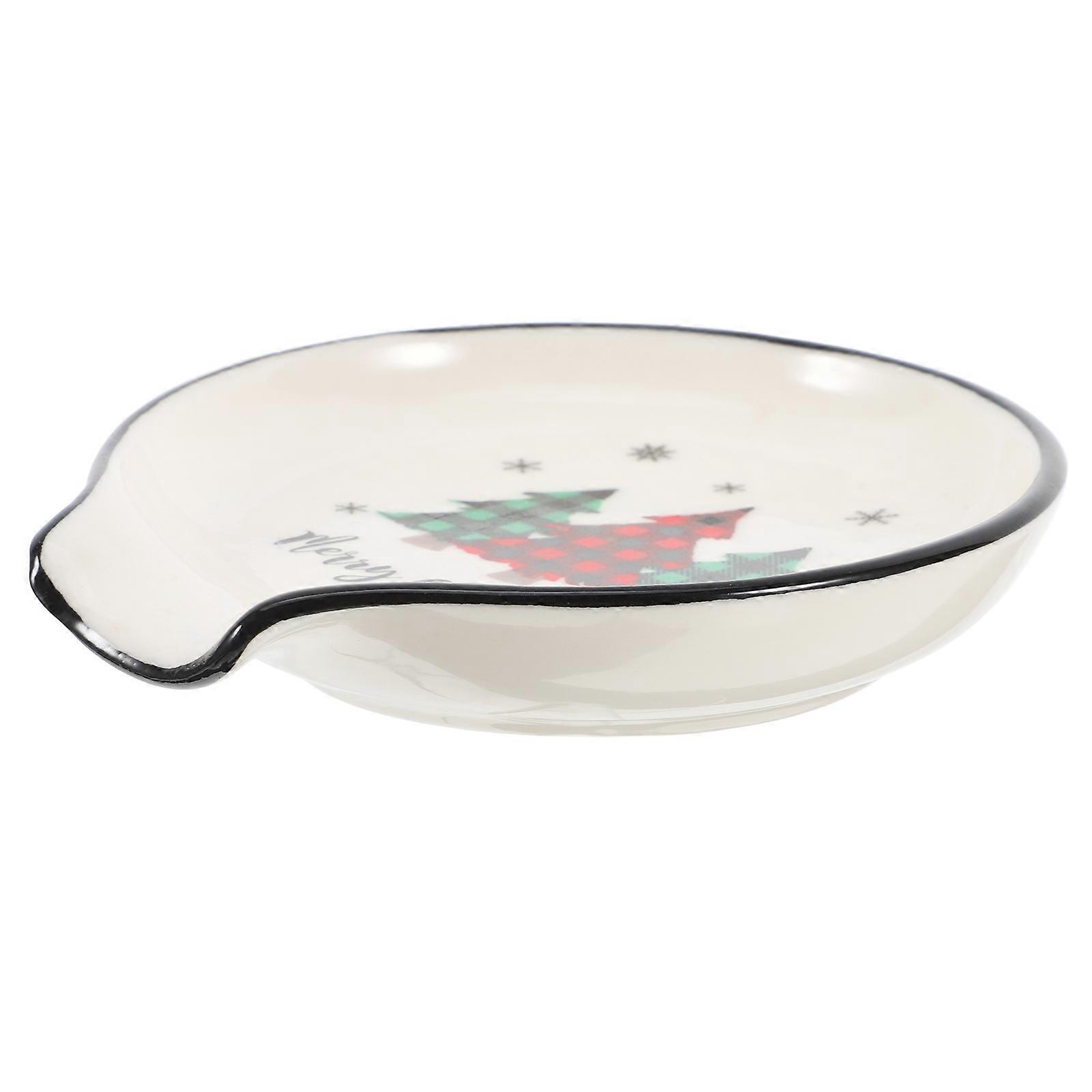 Christmas Kitchen Decor Ceramic Spoon Rest for 2Pcs Utensil Holders