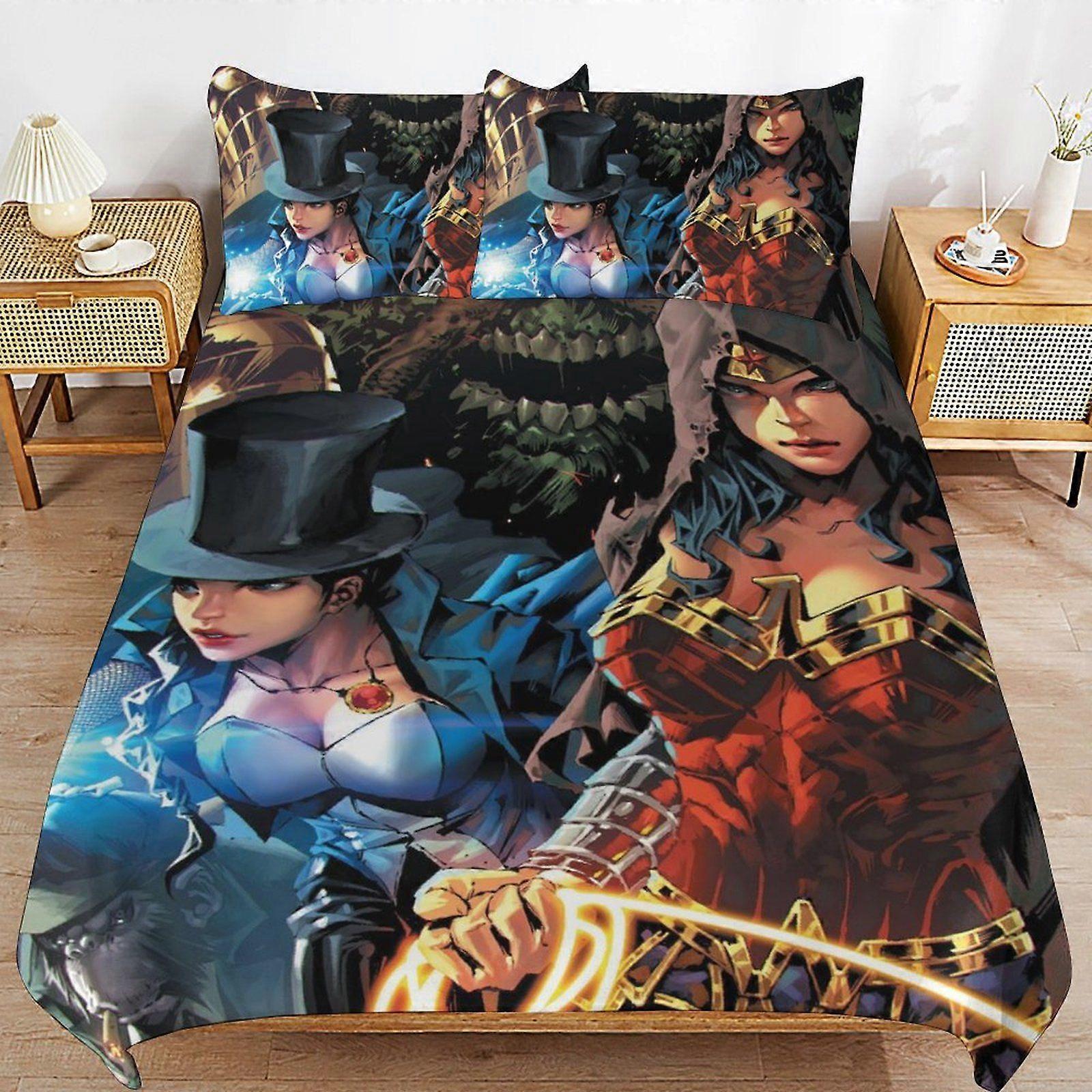 q649 Justice League Unlimited Luxurious Soft Feel Durable Weave Structure for Cozy Sleep Duvet Cover Sets with Zipper Access d649
