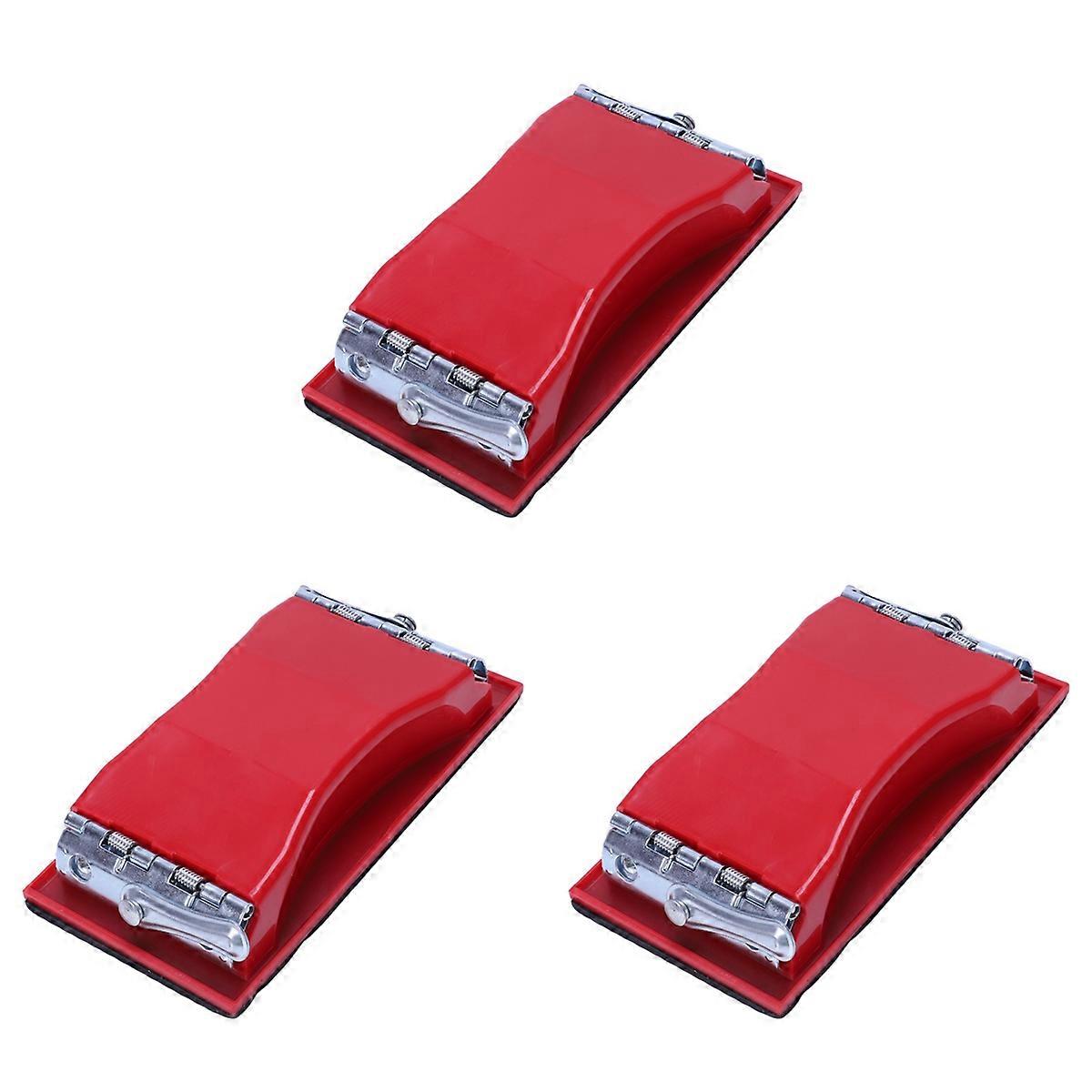 3X Rectangle Paper Grit Sandpaper Holder Hand Sander Red Black