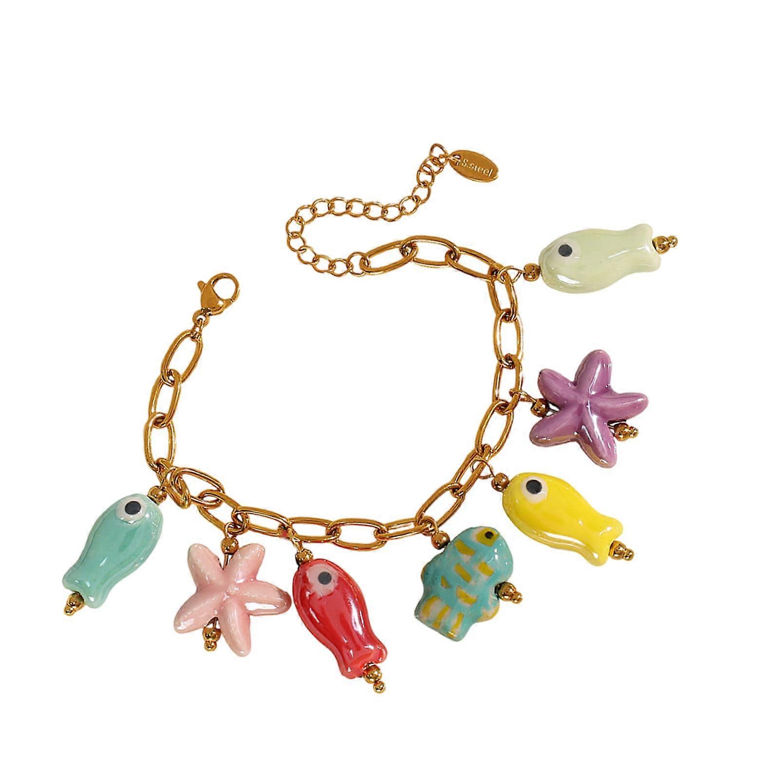 Ceramic Bead Bracelet Portable And Comfortable In Bright Color Designs Model 1 For Trendy Women