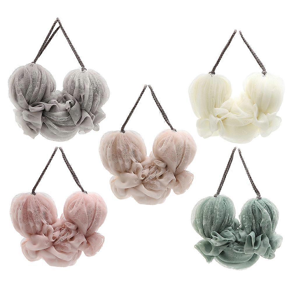 Long Strip Bath Flowers Assorted Color for Bathing 5Pcs Back Scrub Towels