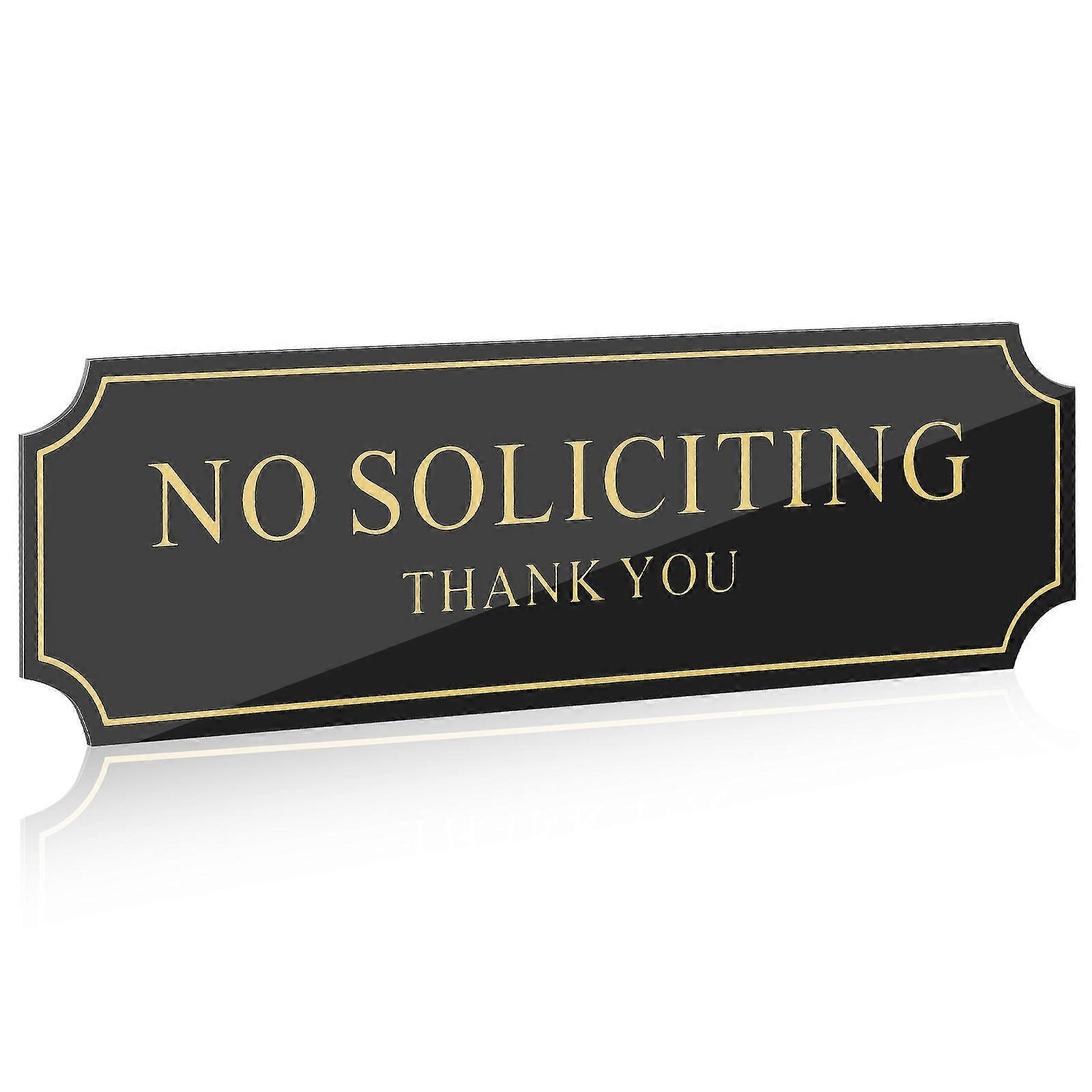 No Soliciting Sign Acrylic for Front Door Warning 2Pcs Golden Color