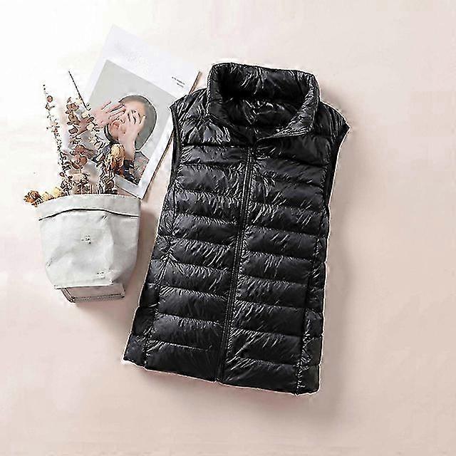 Vit dunjacka för vår och höst, lätt och varm vadderad väst, linne för kvinnor, ytterkläder 8XL