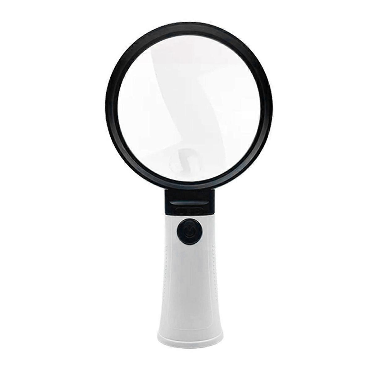30X 10X Handheld Lighted Magnifying Glass Loupe for Reading White